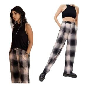 Urban‎ Outfitters Buffalo Check Wide Leg High Rise Pants Sz M